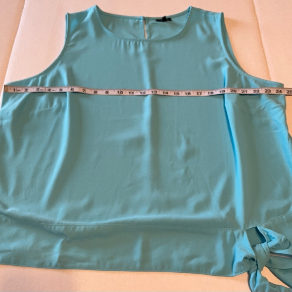Talbots‎ Plus Womens Size 18W Blue Sleeveless Blouse Tank Top Shell Waist Tie - Picture 4 of 9
